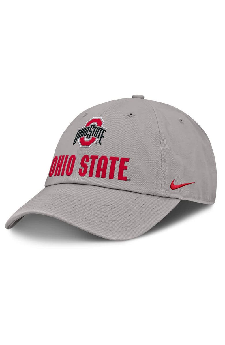Nike Men's Nike Gray Ohio State Buckeyes 2025 Sideline Club Adjustable Hat, Main, color,