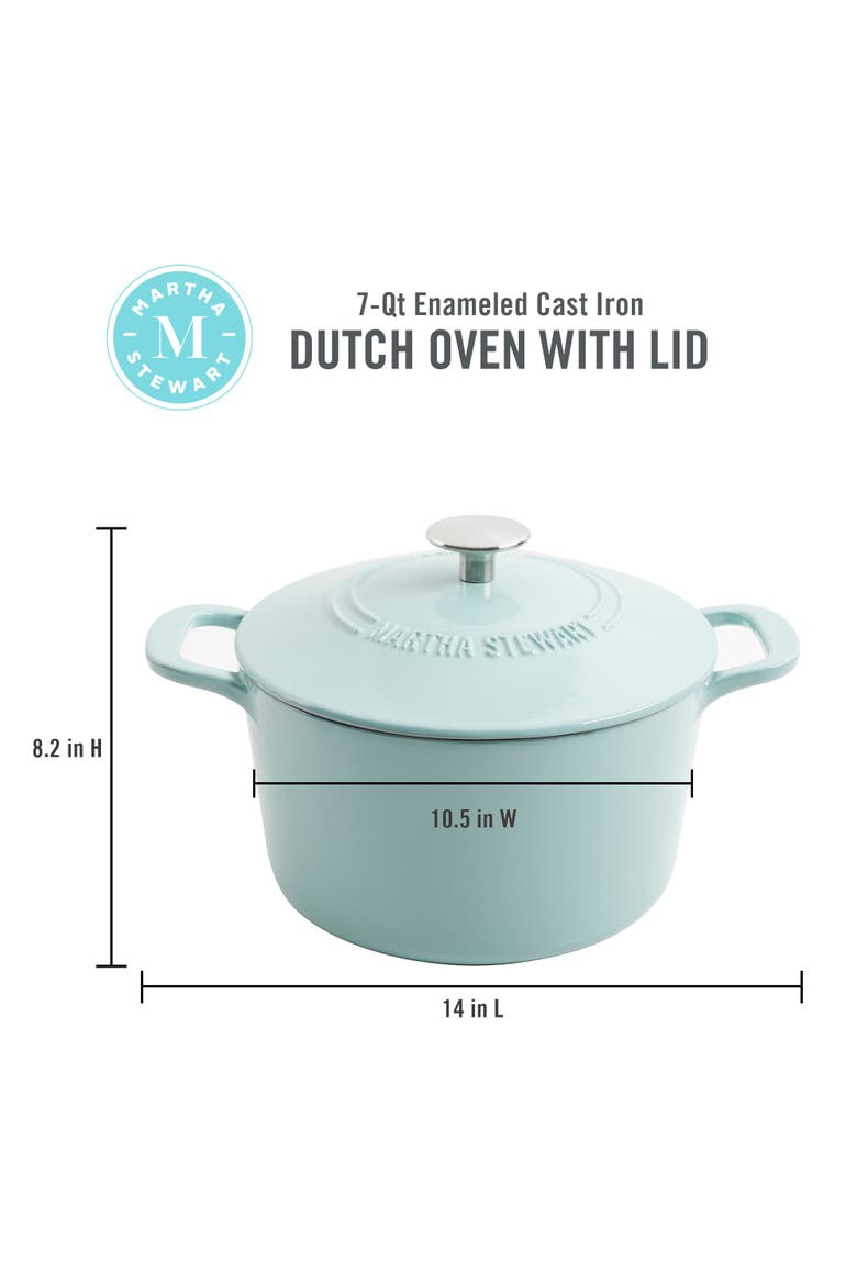 Gatwick 7-Quart Enameled Cast Iron Dutch Oven with Lid, Alternate, color, Martha Blue