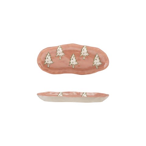 Wax Relief Stoneware Platter in Canopy