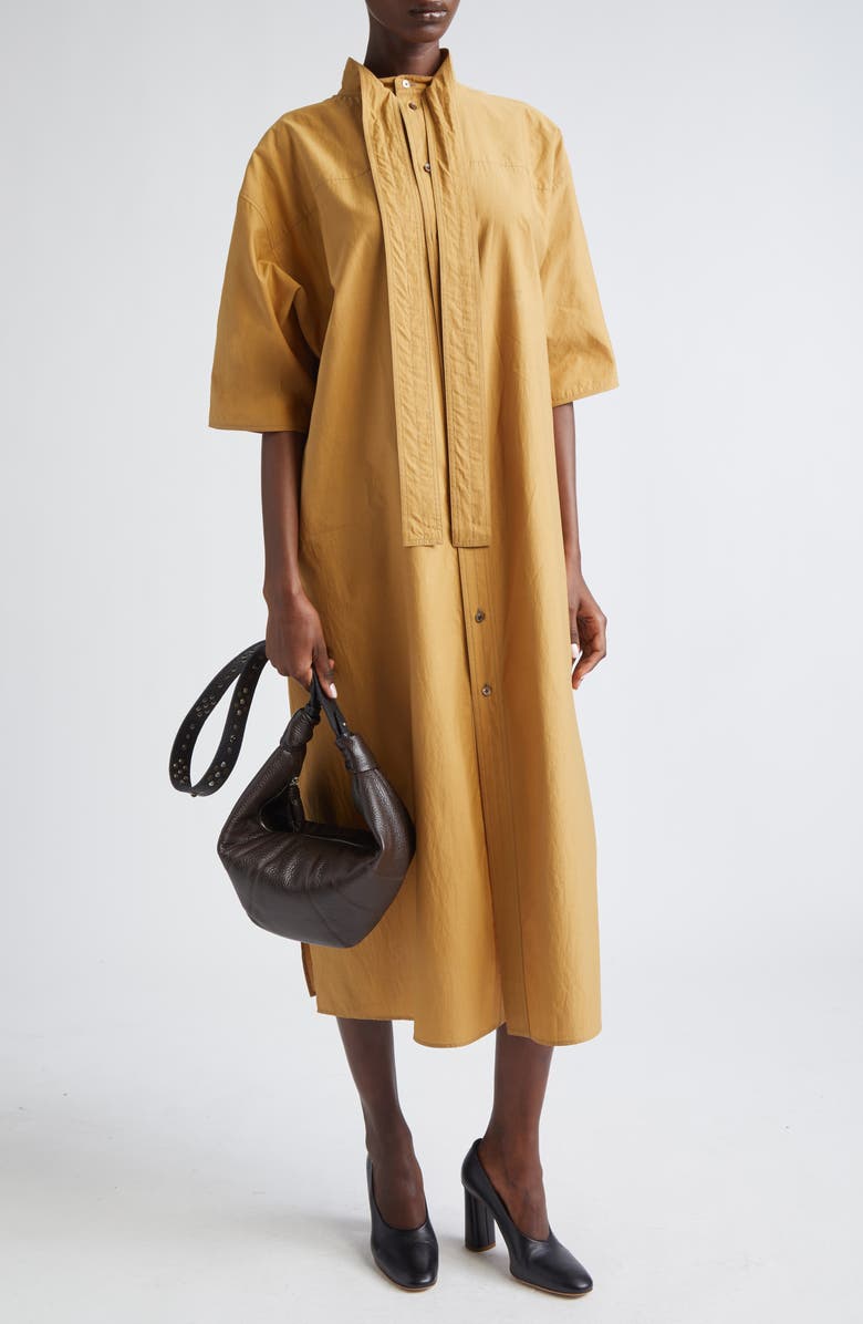 Lemaire Reversible Washed Cotton & Silk Tube Dress, Main, color, Cumin