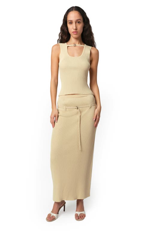 Apparis Judd Belted Rib Maxi Skirt In Jade