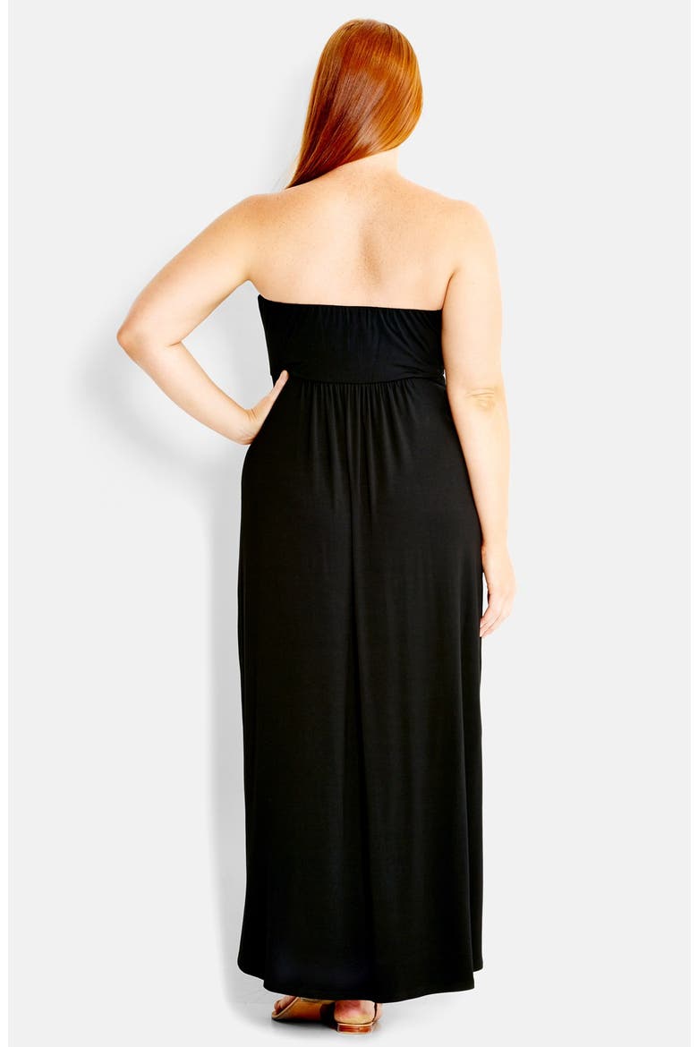 'Santorini' Twist Front Strapless Maxi Dress, Alternate, color, BLACK