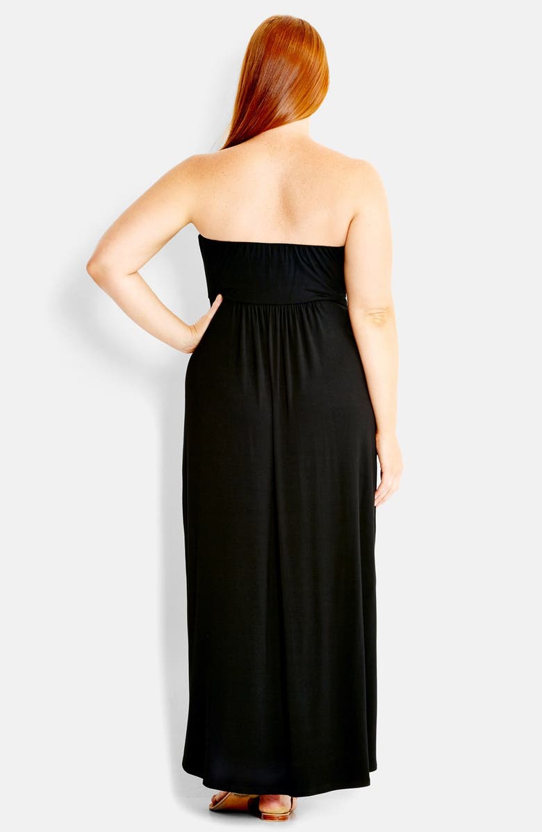 City Chic 'Santorini' Twist Front Strapless Maxi Dress, Alternate, color, 