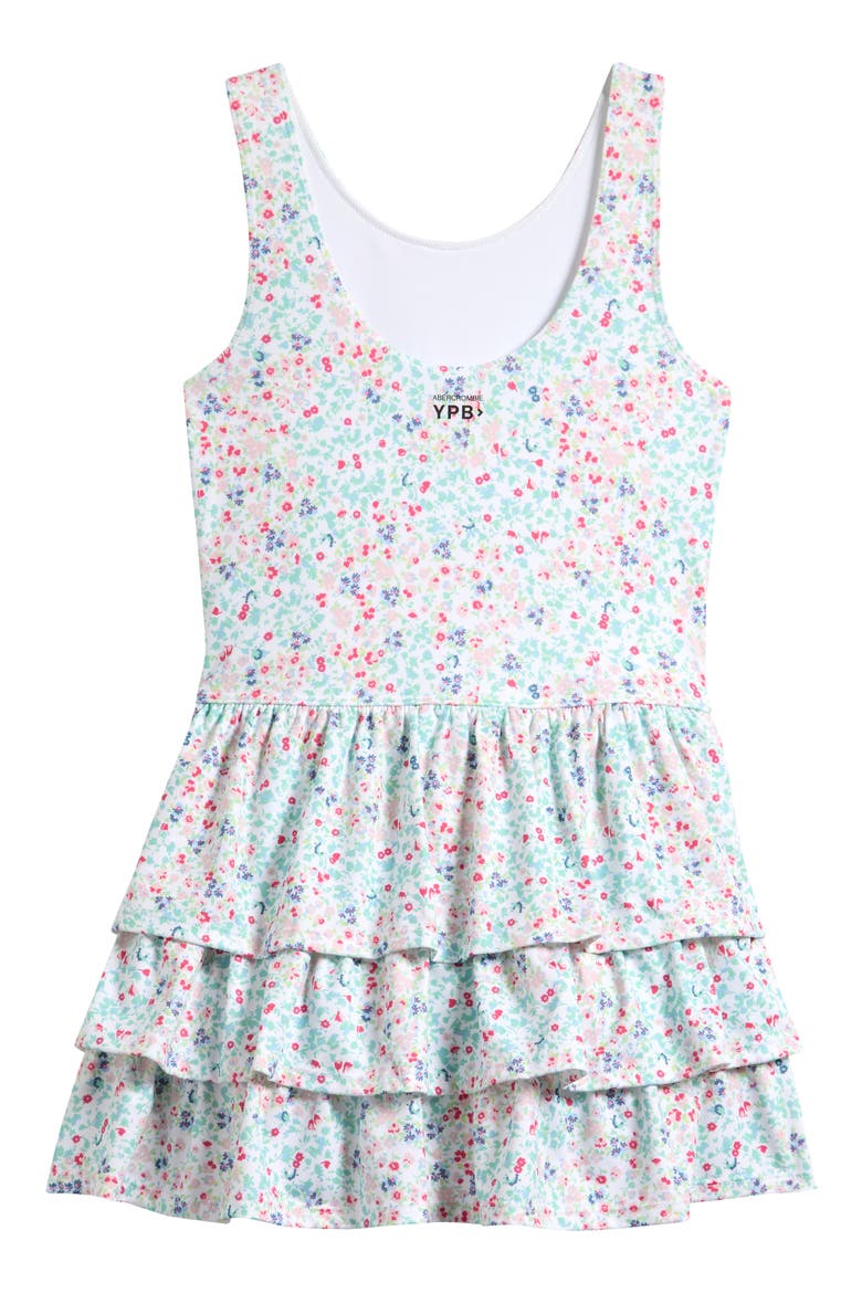 Kids' Active Flirty Minidress with Built-In Shorts, Alternate, color, MULTI DITSY