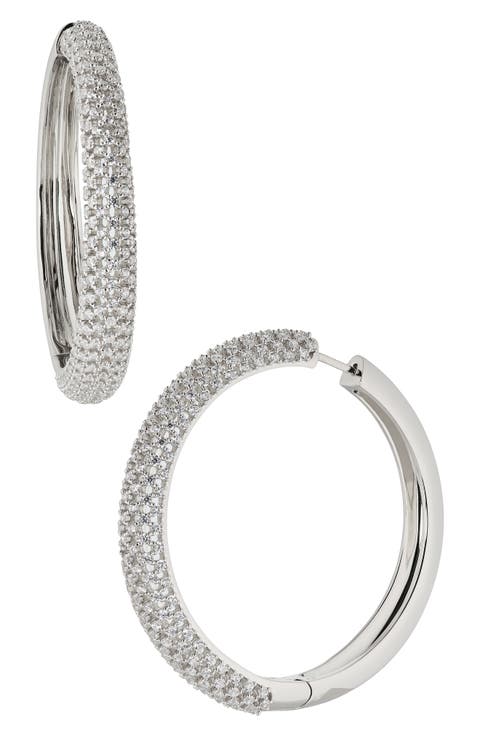 Large Cleo Pavé Cubic Zirconia Hoop Earrings