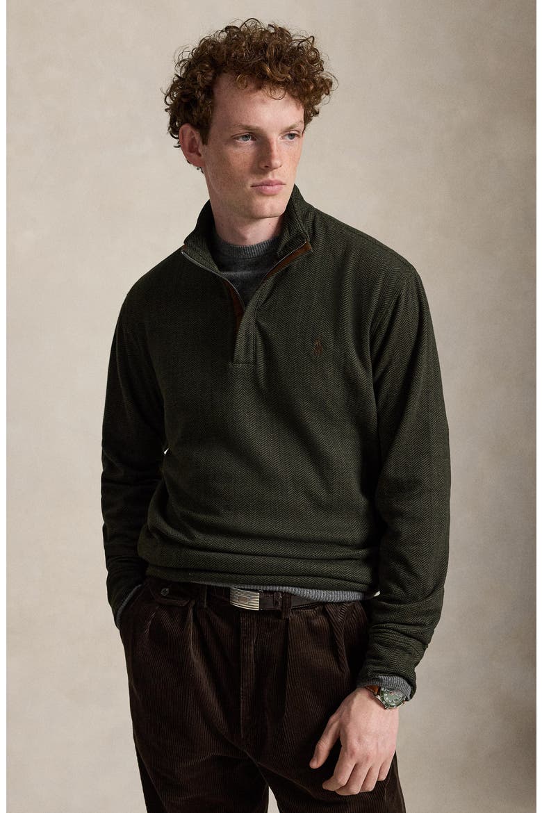 Herringbone Quarter Zip Pullover, Alternate, color, GREEN MULT