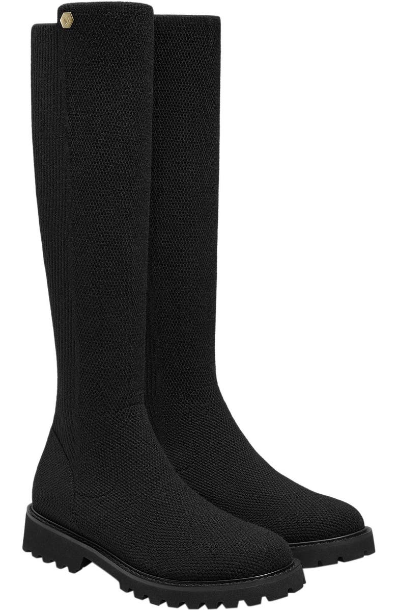 VIVAIA Round-Toe Stretchy Wool Knee-High Boots, Main, color, Black
