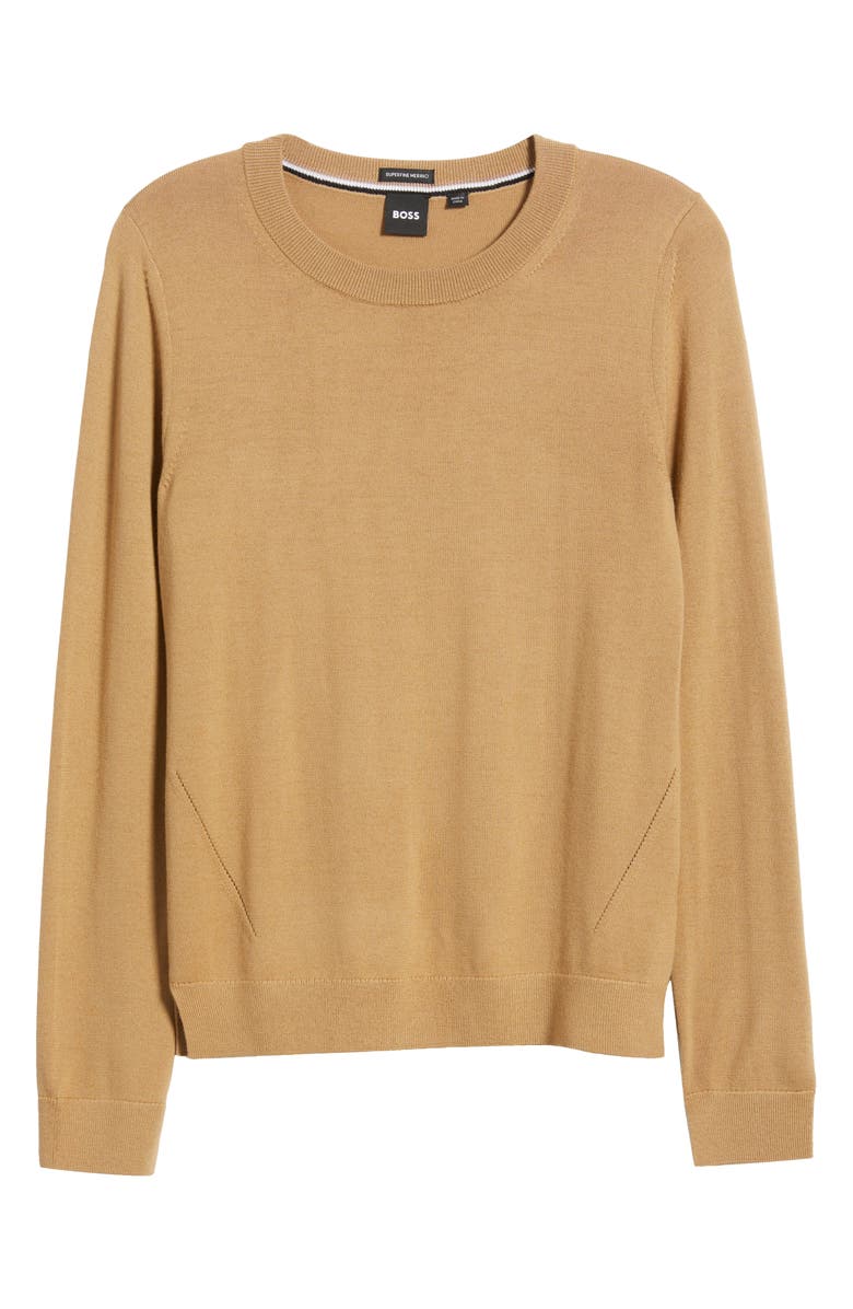 BOSS Feganasi Wool Crewneck Sweater, Alternate, color, Iconic Camel