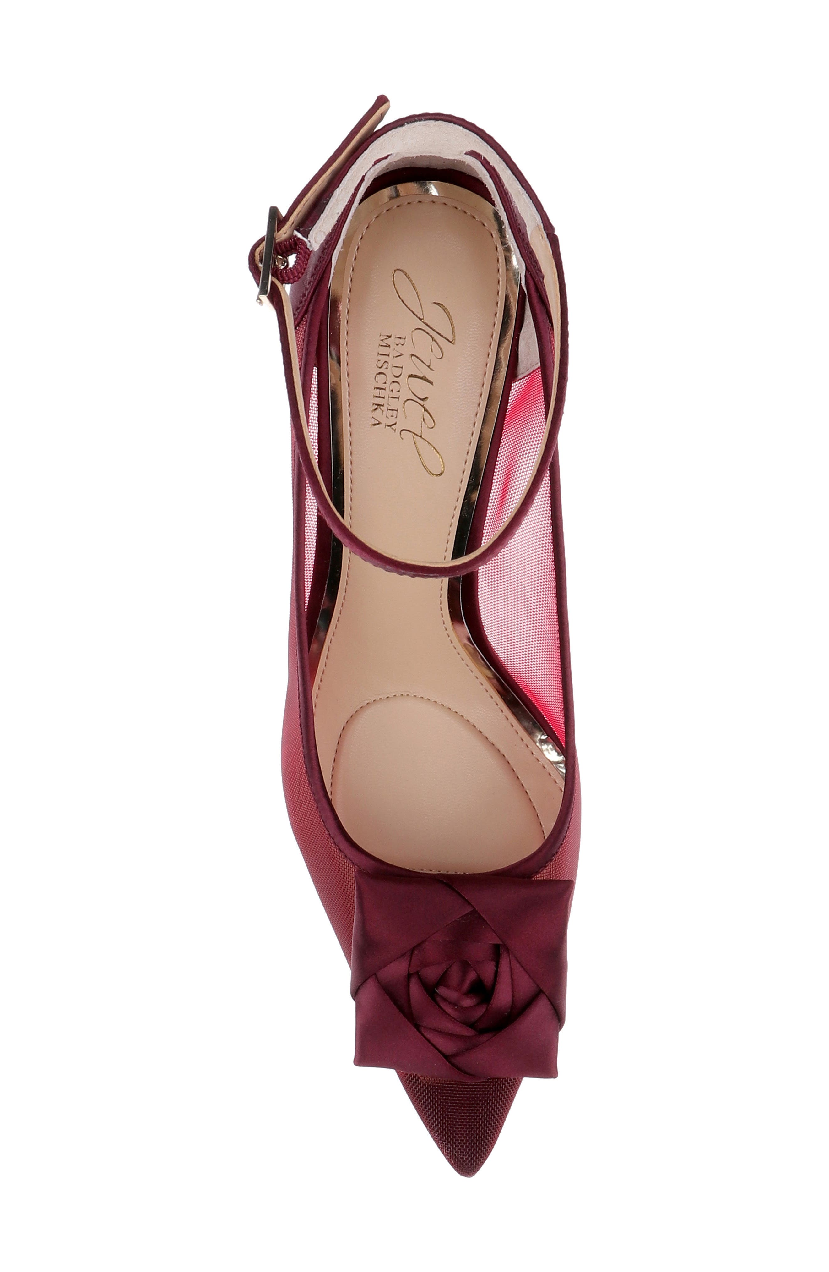 Beckett Ankle Strap Pump, Alternate, color, BURGUNDY MESH