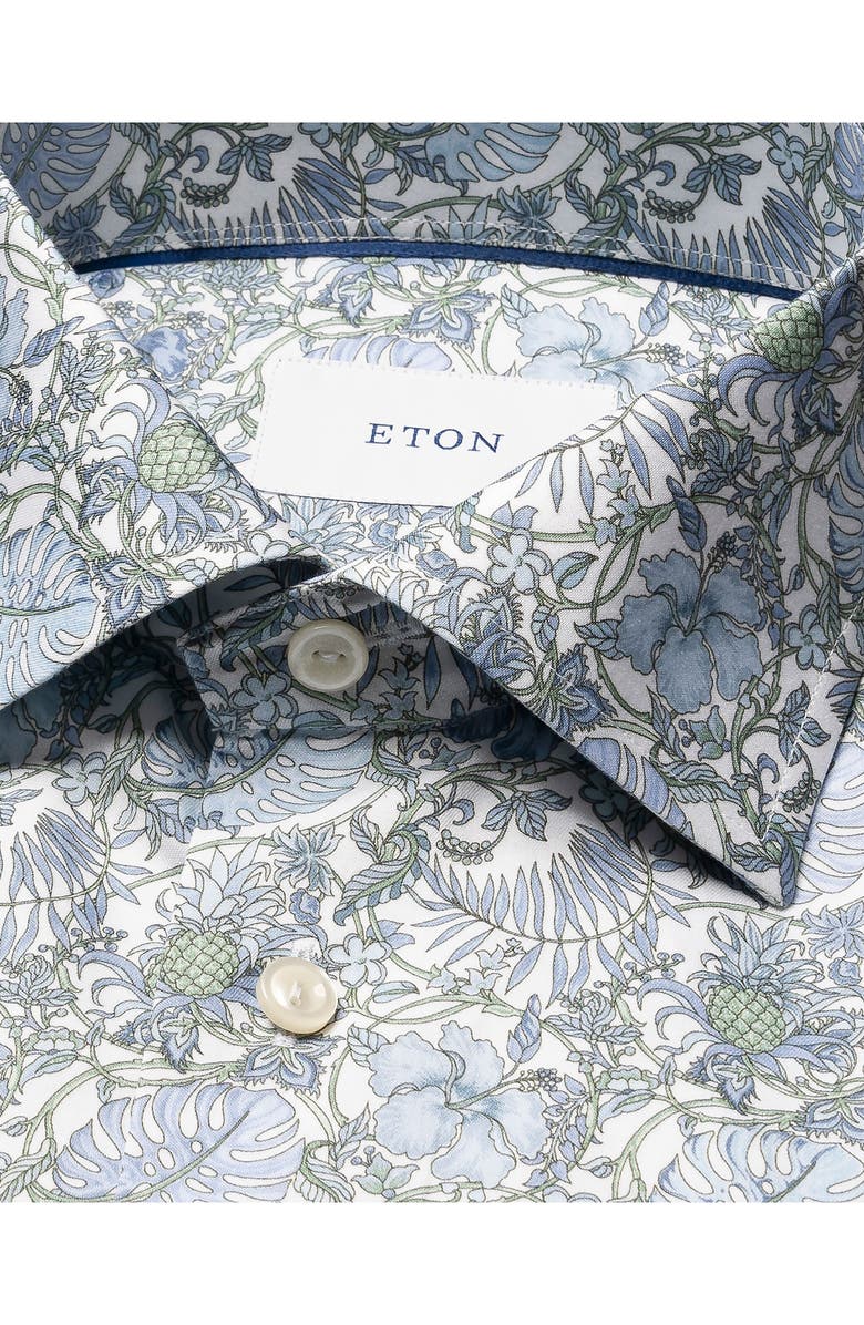 Eton Slim Fit Floral Dress Shirt, Alternate, color, Medium Green