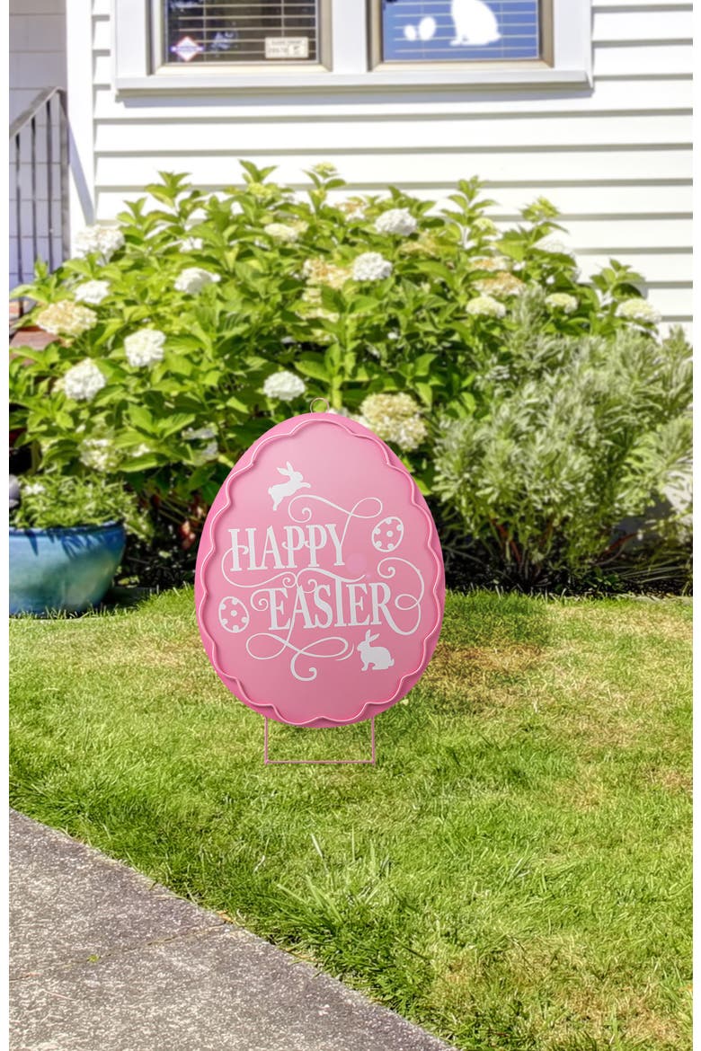24"H Easter Metal Egg Yard Stake, Alternate, color, Pink