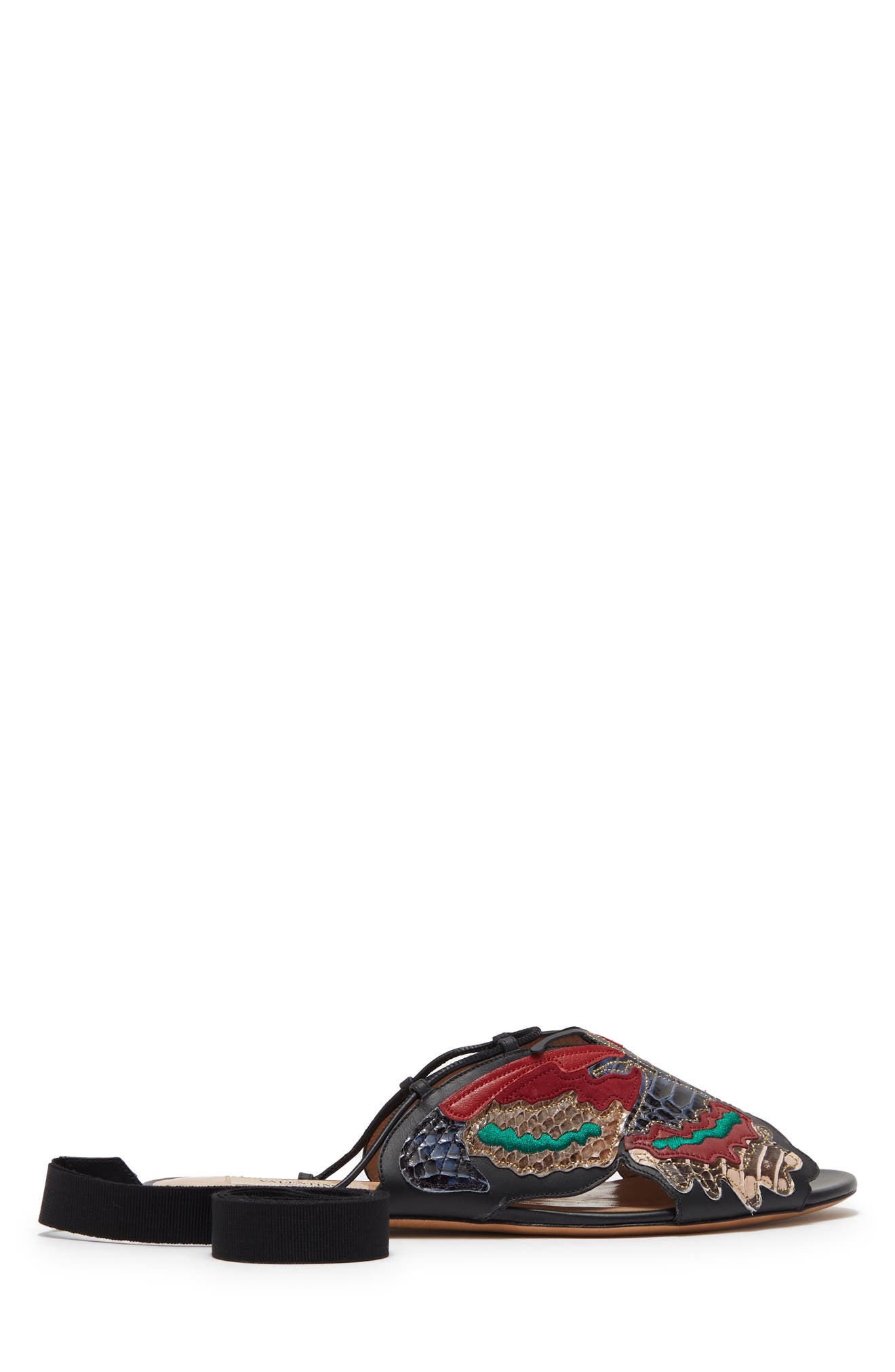 Valentino Snake Embossed Butterfly Sandal, Alternate, color, NERO