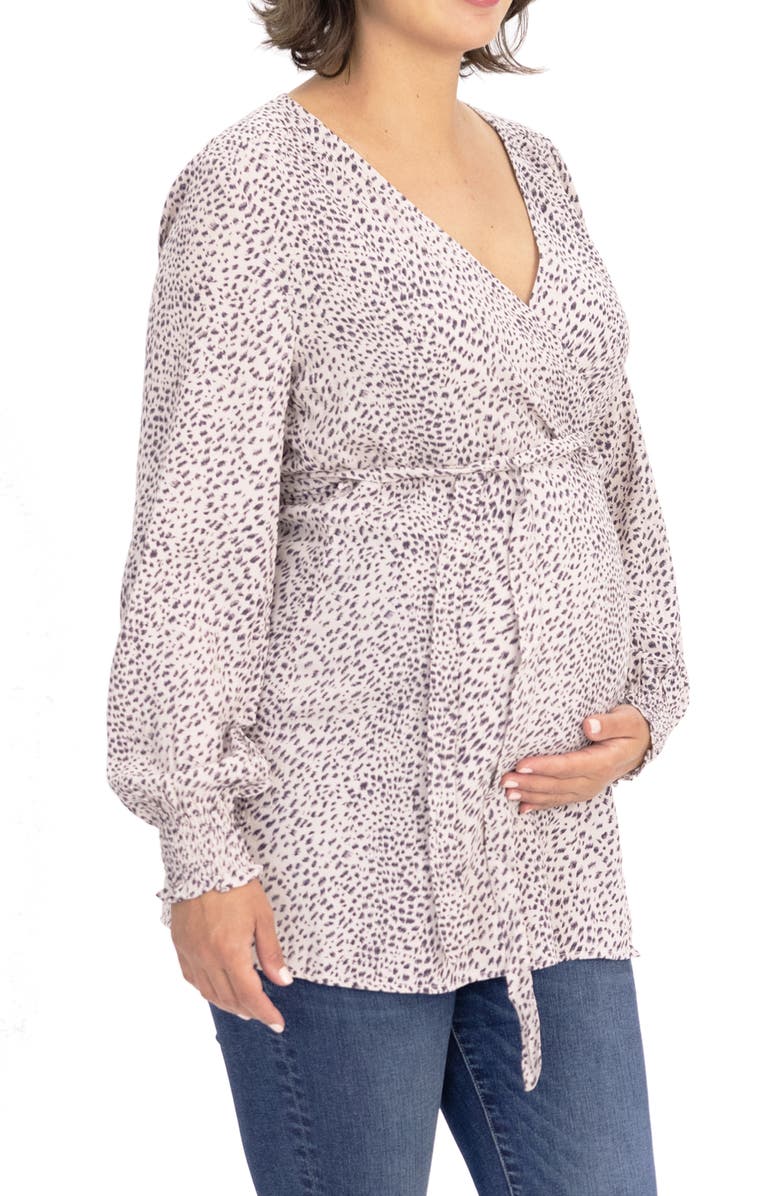 Angel Maternity Print Maternity/Nursing Wrap Blouse, Alternate, color,