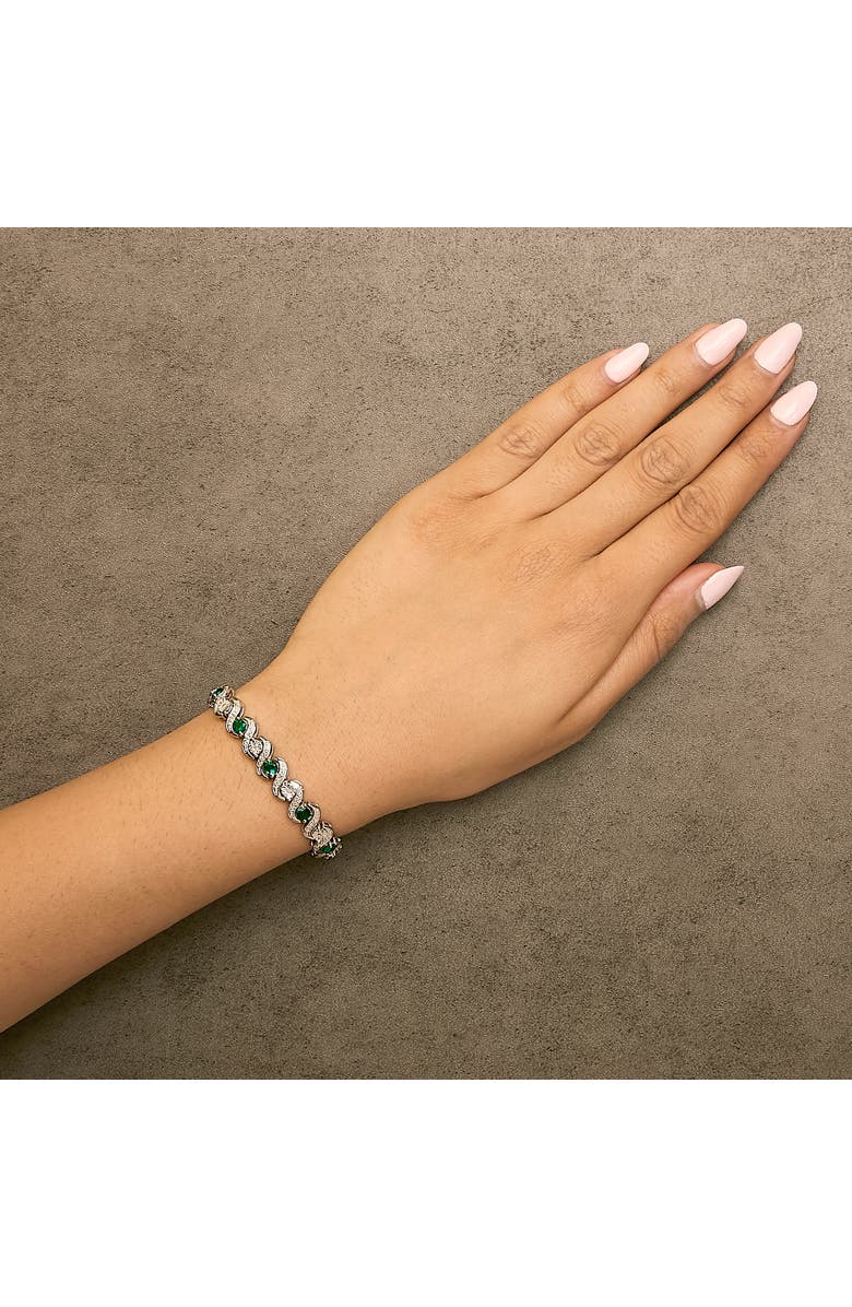 Haus of Brilliance .925 Sterling Silver Created Emerald and Diamond Twist S Link Bracelet, Alternate, color, White