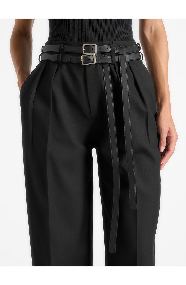 Manière De Voir Pascale Tailored Twin Belt Trousers, Alternate, color, Black