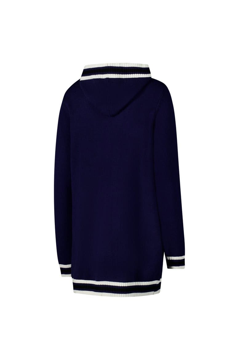 Women's Gameday Couture Navy Michigan Wolverines Stripe Detail Tri-Blend Hoodie Cardigan Sweater, Alternate, color, Navy