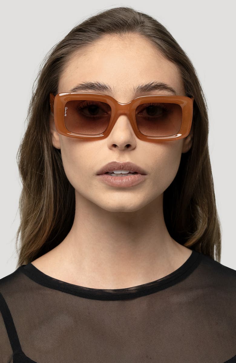 OTRA EYEWEAR Chelsea Rectangular Sunglasses, Alternate, color, Trans Honey/ Brown Fade