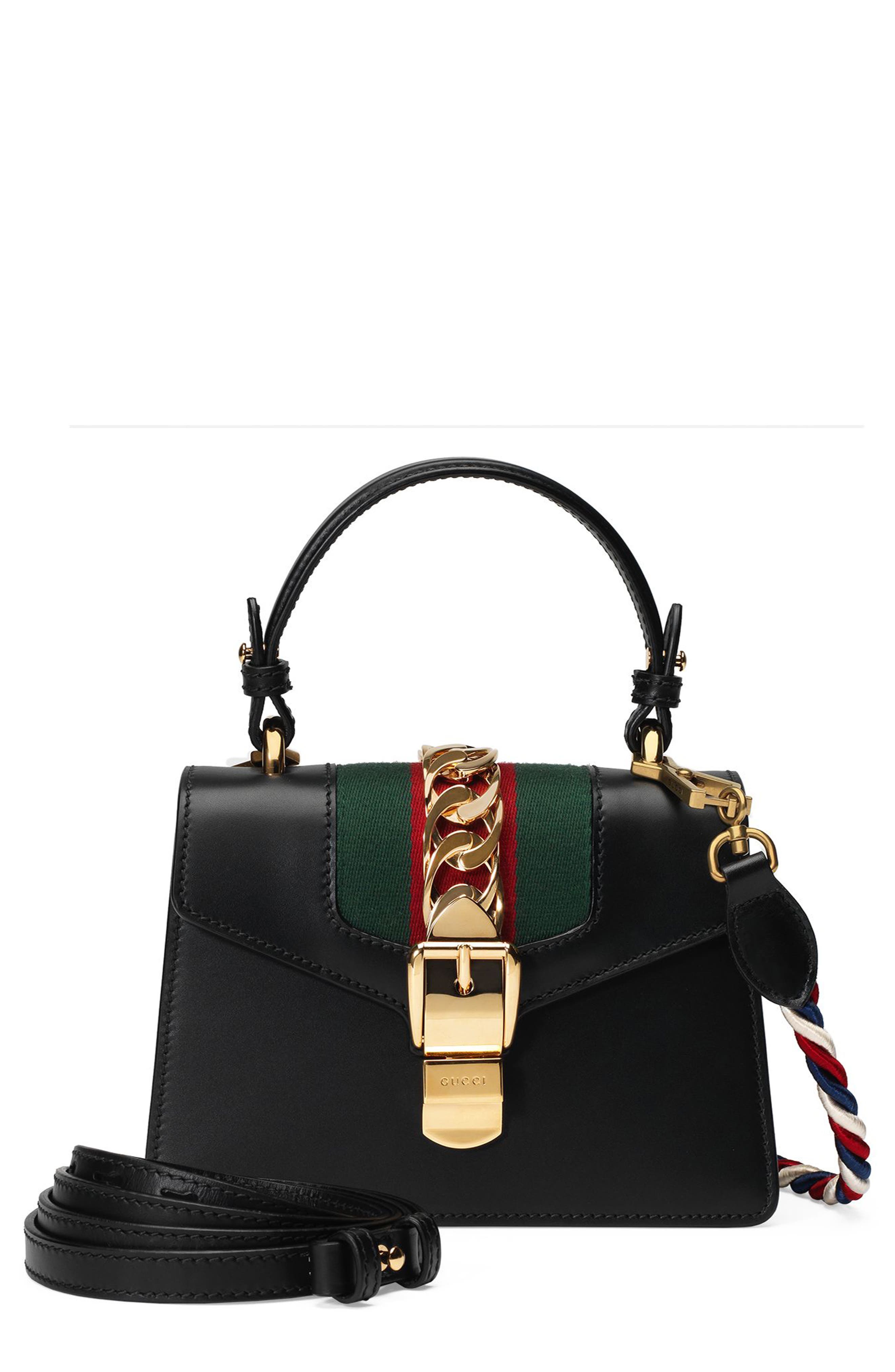 Mini Top Handle Leather Shoulder Bag, Main, color, 1060 NERO/VRV