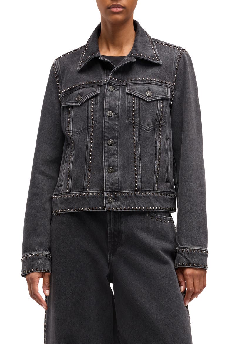 Adi Studded Trucker Jacket, Main, color, NIGHTSCAPE WITH