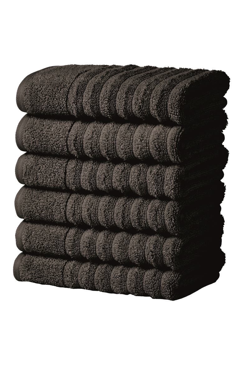 Combed Cotton 6-Pack Hand Towels, Main, color, MIDNIGHT GREY