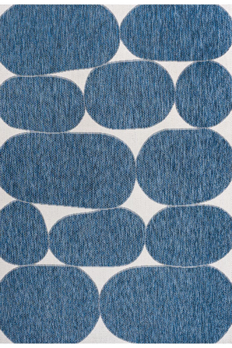 Rayna Modern Geometric Organic Shapes Indoor/Outdoor Area Rug, Main, color, Navy/Cream