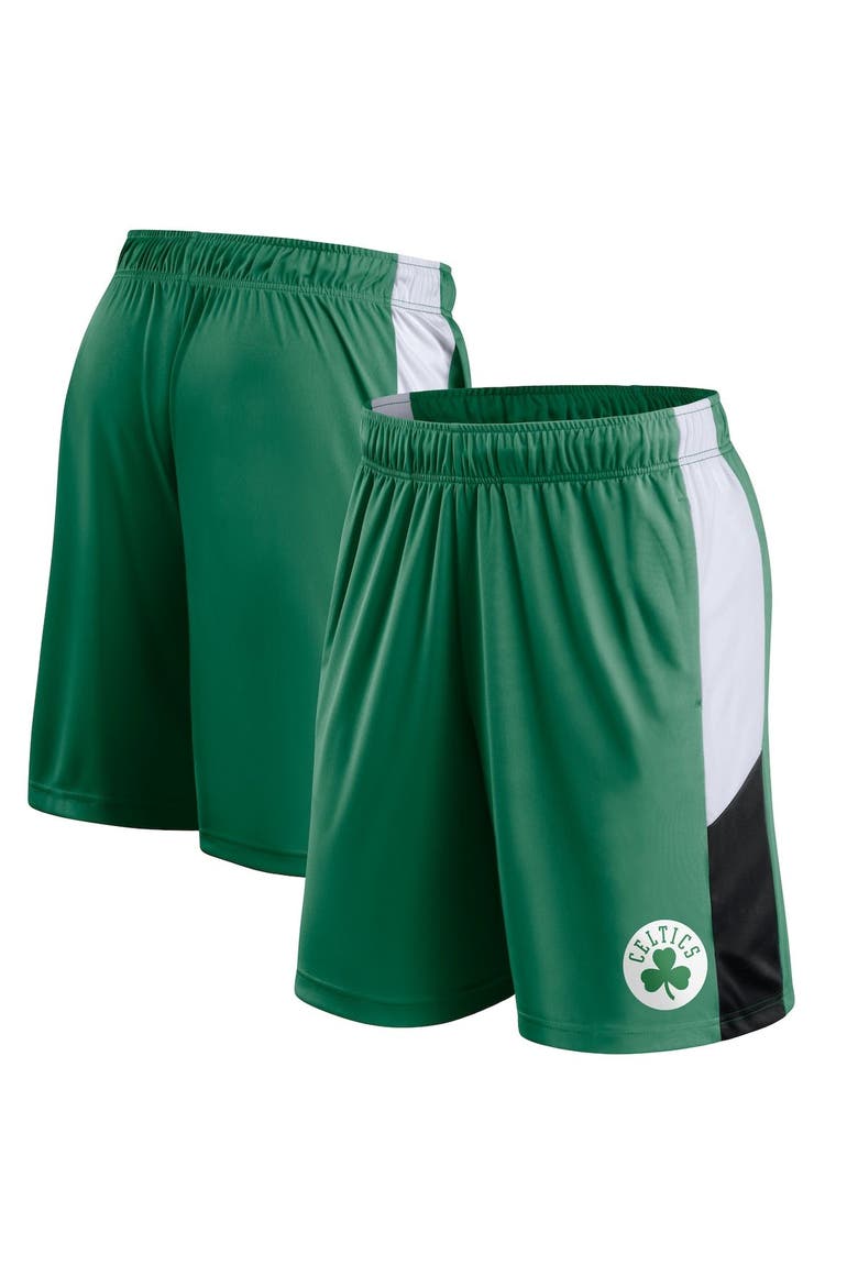 Men's Fanatics Branded Charcoal Boston Celtics Champion Rush Colorblock Performance Shorts, Alternate, color, Kelly Green