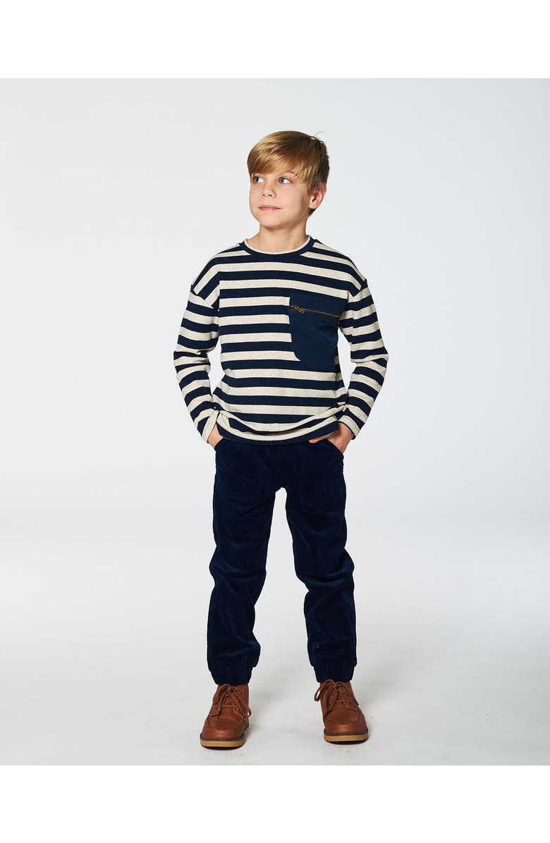 Deux par Deux Little Boy's Stretch Corduroy Jogger Pants Navy, Alternate, color, 