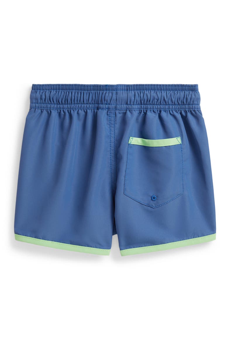 Kids' Embroidered Polo Bear Swim Trunks, Alternate, color, BAI BLUE