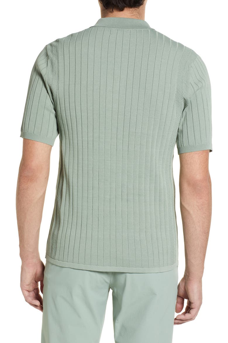 Men's Engineered Rib Polo Sweater, Alternate, color, SAGE