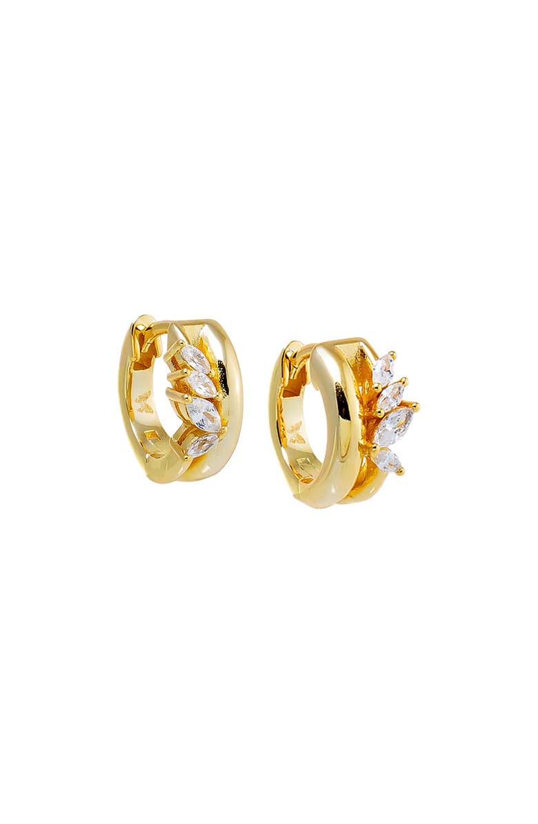BY ADINA EDEN CZ Marquise Rimmed Huggie Earring, Main, color, 