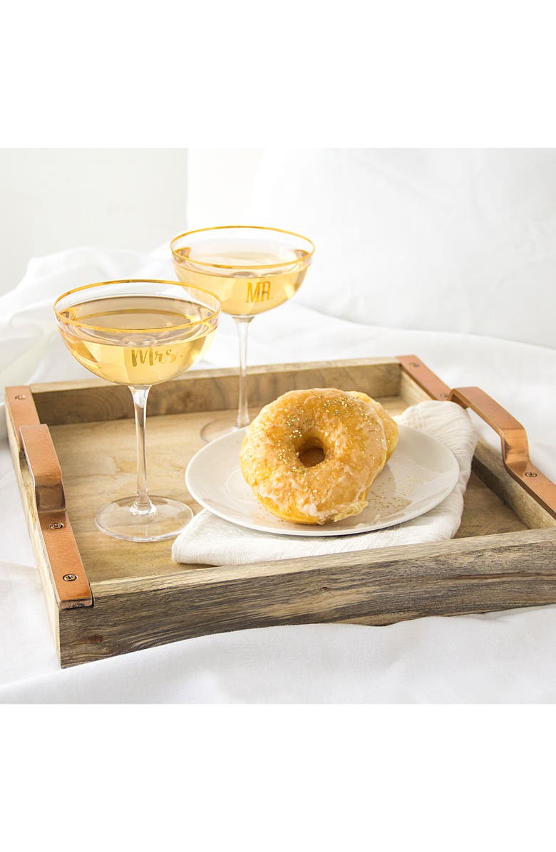 Cathy's Concepts Mr. & Mrs. Set of 2 Champagne Coupe Toasting Glasses, Alternate, color,