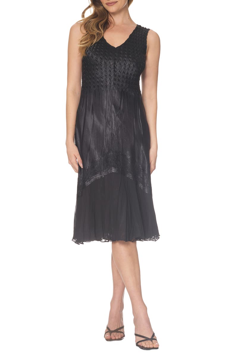 Komarov Charmeuse & Chiffon Cocktail Dress with Jacket, Alternate, color, Black