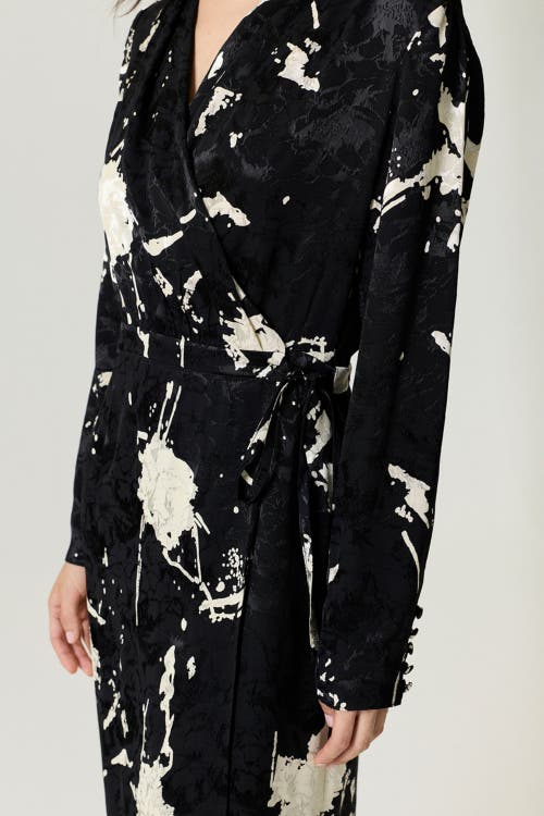 Nocturne Printed Wrap Maxi Dress In Black