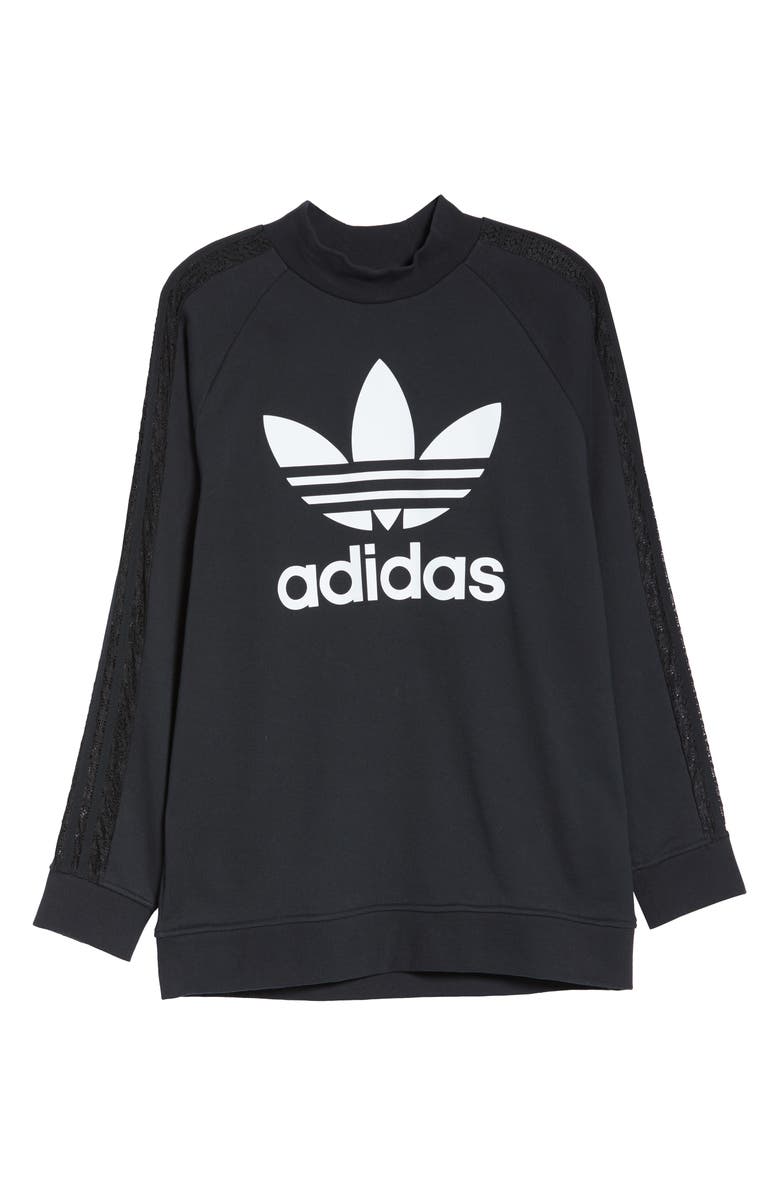 adidas Originals Lace Stripe Logo Cotton Sweatshirt, Alternate, color, 