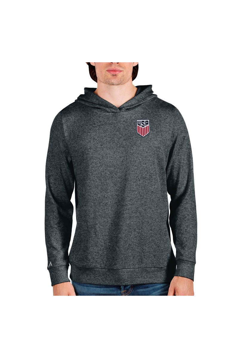 ANTIGUA Men's Antigua Heather Charcoal USMNT Absolute Pullover Hoodie, Alternate, color, 