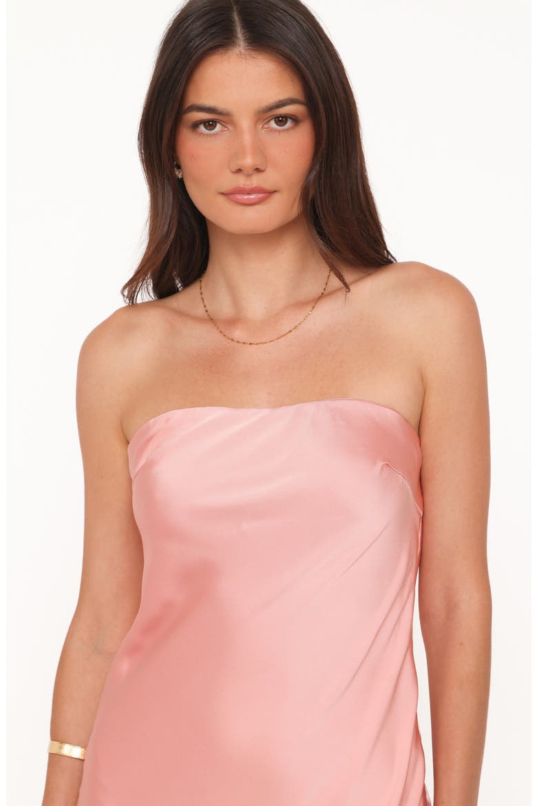 Marjorie Strapless Lace Hem Midi Dress, Alternate, color, APRICOT