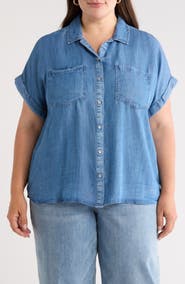 beachlunchlounge Ida Button Front Lyocell Shirt
