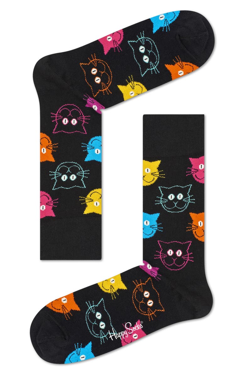 Happy Socks Cat Crew Socks, Main, color,