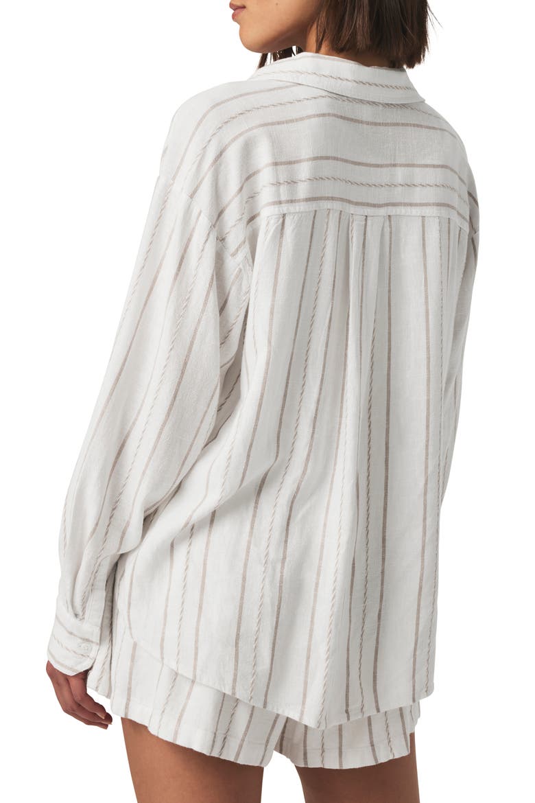 Gabrielle Stripe Button-Up Shirt, Alternate, color, WHITE/ FAWN