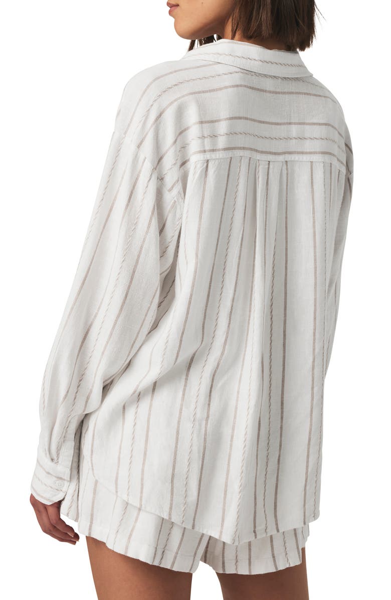 Splendid Gabrielle Stripe Button-Up Shirt, Alternate, color, White/ Fawn