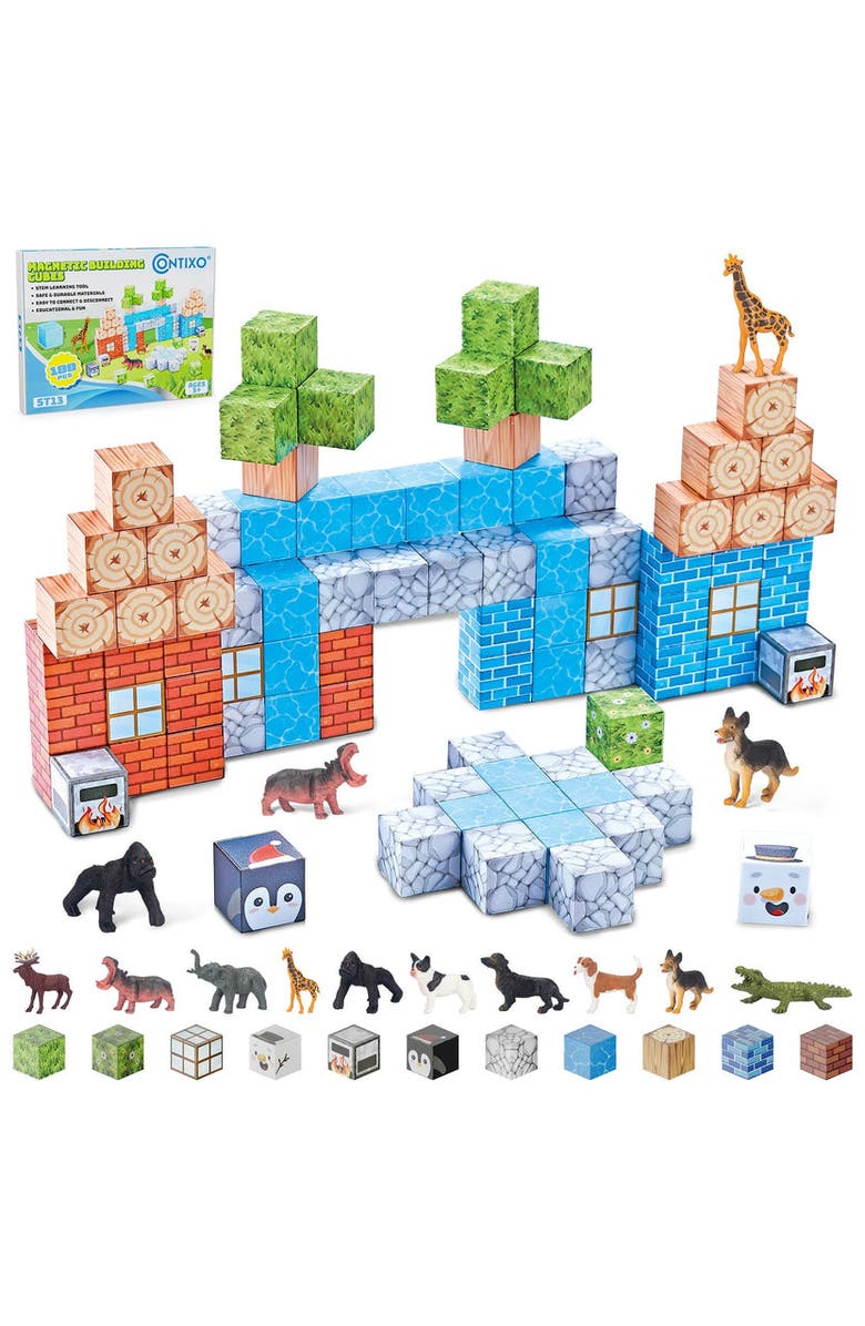 CONTIXO 100 Pcs Magnetic Building Cube Game, Main, color, Multi Color