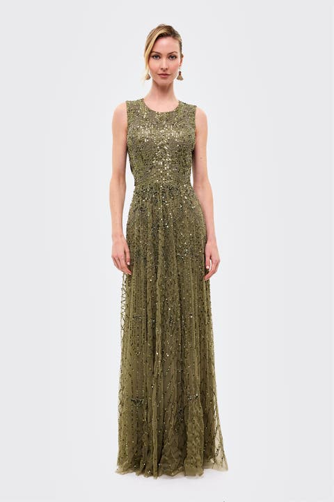 Embellished Sequins Back Satin Bow