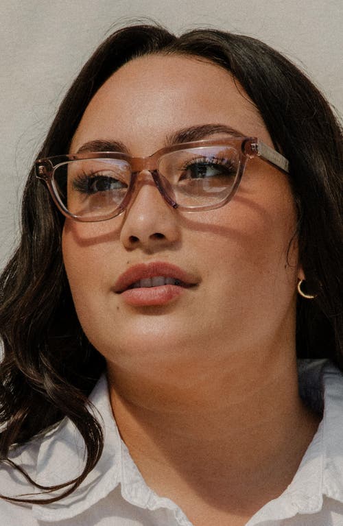 Mohala Eyewear Noelani 53mm Low Nose Bridge Wide Width Cat Eye Optical Glasses In Shell/clear Lenses