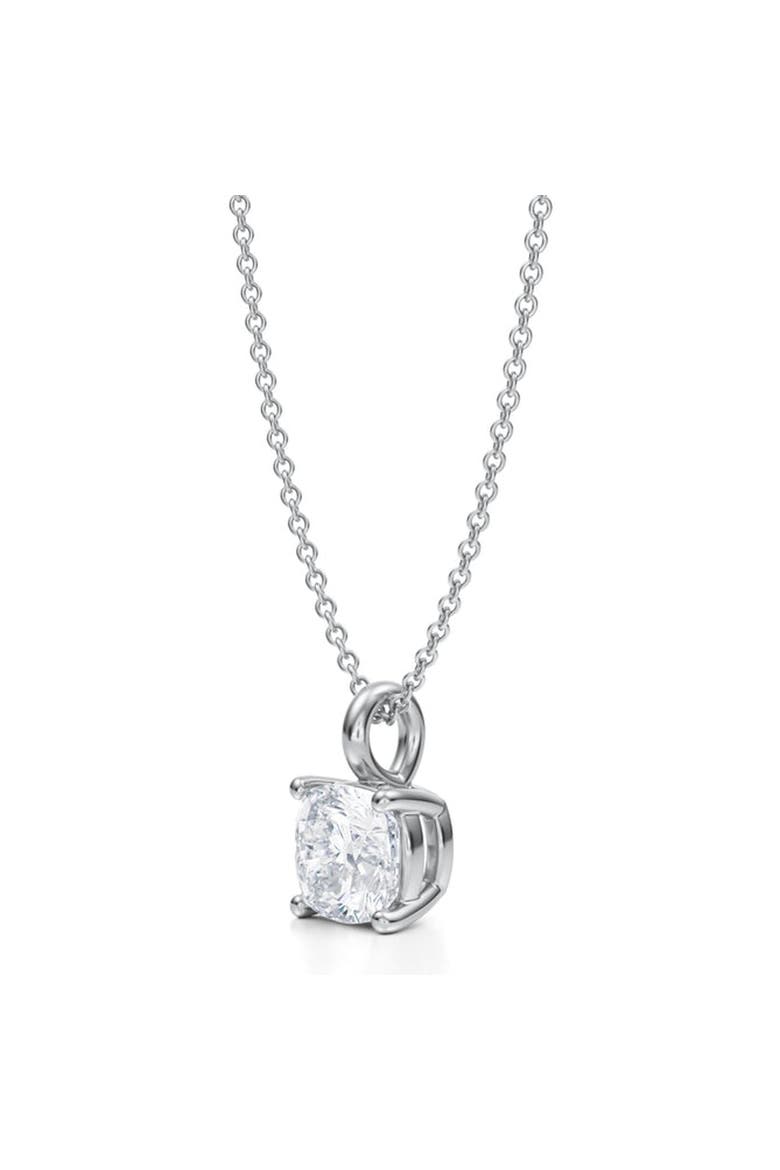Cushion Solitaire Lab Diamond Pendant Necklace 14K 1.50ct, Alternate, color, White Gold