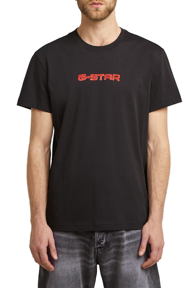 Gel Print Organic Cotton T-Shirt, Main, color, DARK BLACK