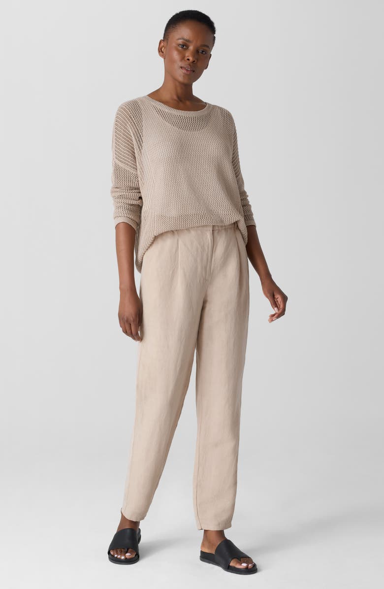 Eileen Fisher Pleated Organic Linen & Silk Ankle Pants, Alternate, color, 