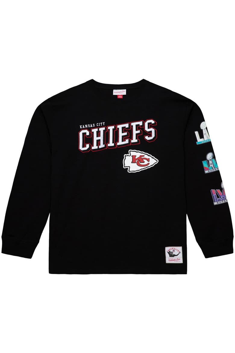 Men's Mitchell & Ness  Black Kansas City Chiefs Training Camp Vintage Logos Long Sleeve T-Shirt, Alternate, color, Black
