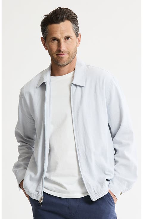 Linen Blend Zip Up Jacket