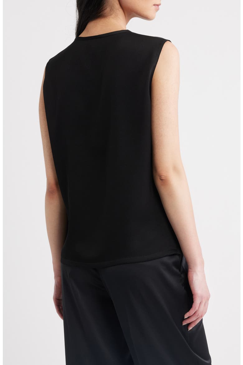 Split Neck Satin Tank, Alternate, color, BLACK