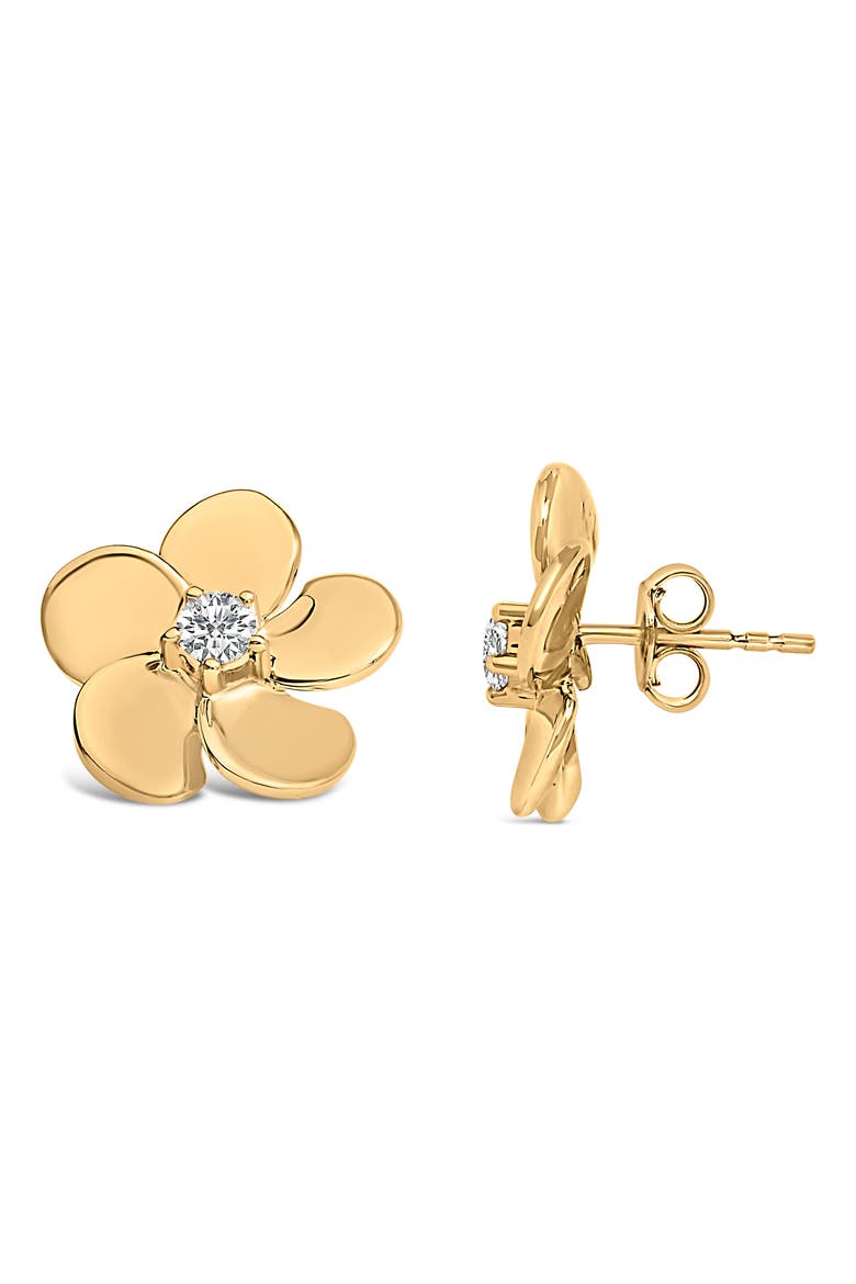 10K Gold 1/3 Cttw Lab Grown Diamond Flower Petal Stud Earrings, Alternate, color, Yellow